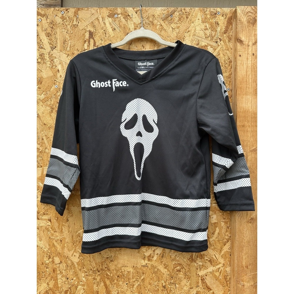 M Kids Ghost face 96 Black White Gray Long Sleeve The Icon Of Halloween Jersey